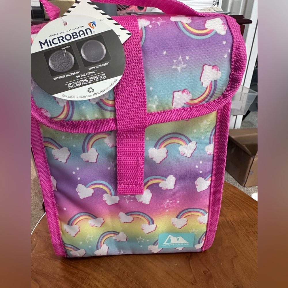 Colorful Rainbow Kids Lunch Bag - Pink and Purple